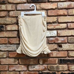 SHEIN Cream Ruched Mini Skirt